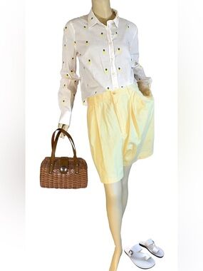 VINTAGE 1990'S POLO RALPH LAUREN YELLOW COTTON PLEATED WALKING SHORTS (10)